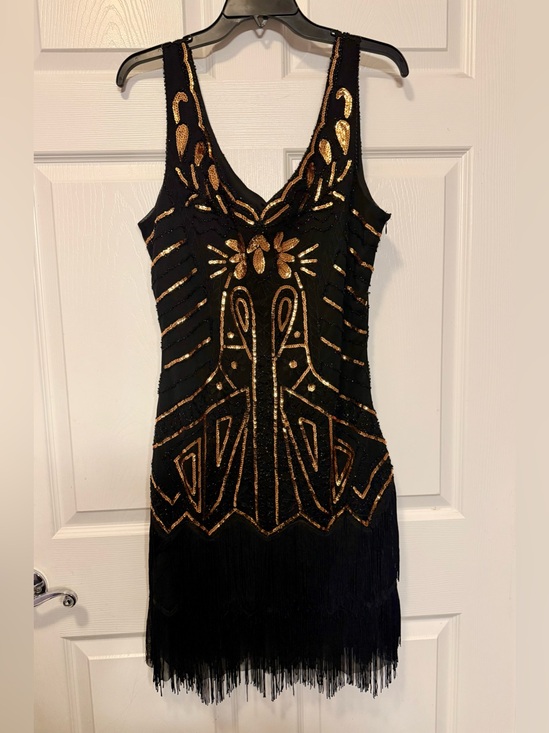 Babeyond Dresses & Skirts - BABEYOND Gold Sequin Fringe Flapper Dress Sz L Art Deco Gatsby 1920s Cocktail